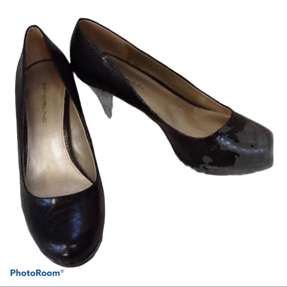 Bandolino Black Faux Reptile Heel Sz 8.5‎